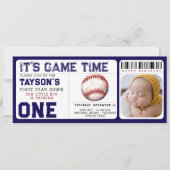 Baseball First Year Down 1. Geburtstag Ticket Einladung (Vorderseite)