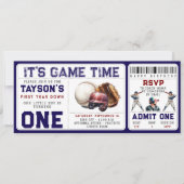 Baseball First Year Down 1. Geburtstag Ticket Einladung (Vorderseite)