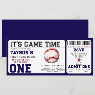 Baseball "First Year Down" 1. Geburtstagskarte Einladung