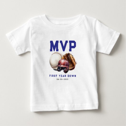 Baseball First Year Down 1st Birthday Baby T-shirt (Vorderseite)