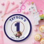 Baseball First Year Down 1st Birthday Pappteller (Party)