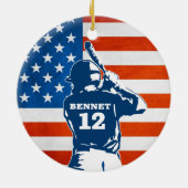 Baseball-Flag Anpassen von Name und Jahr Keramik Ornament (Hinten)