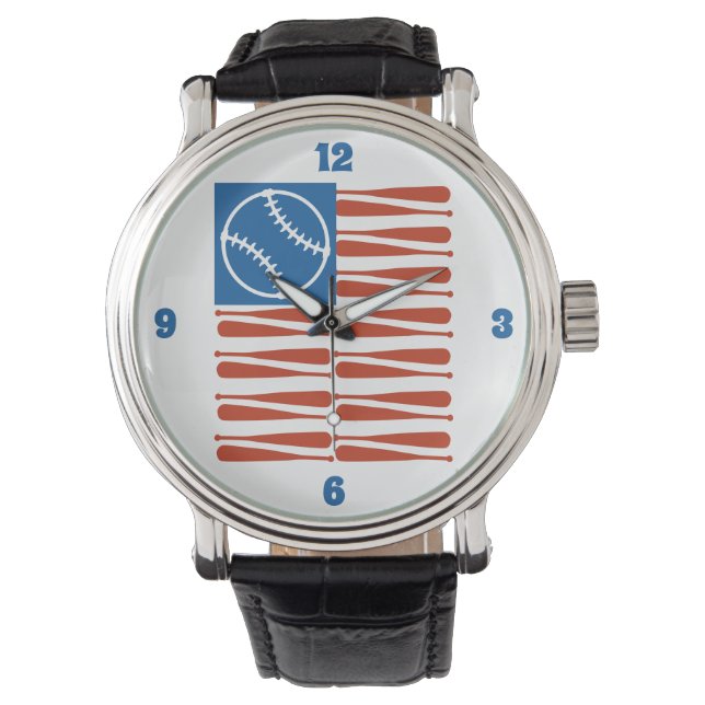Baseball Flag Watch Armbanduhr (Vorderseite)