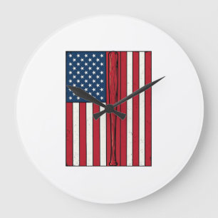 Baseball-Flagge abgenutzt Vintage-Vektor-Design_1 Große Wanduhr