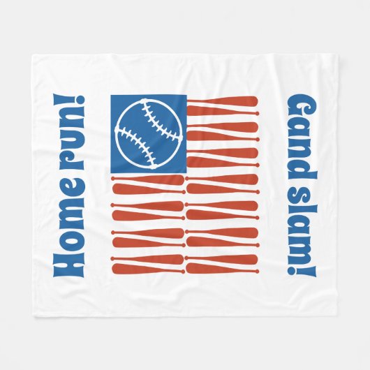 Baseball-Flagge Fleecedecke (Vorderseite (Horizontal))