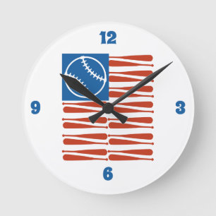 Baseball-Flagge Runde Wanduhr