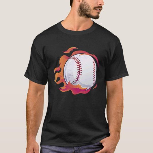 Baseball Flame Cute Baseball Player Coach Athlete T-Shirt (Vorderseite)