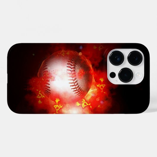 Baseball-Flaming Case-Mate iPhone Hülle (Rückseite (Horizontal))