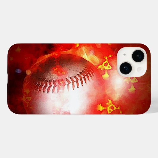 Baseball-Flaming Case-Mate iPhone Hülle (Rückseite (Horizontal))