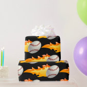 Baseball-Flaming Geschenkpapier