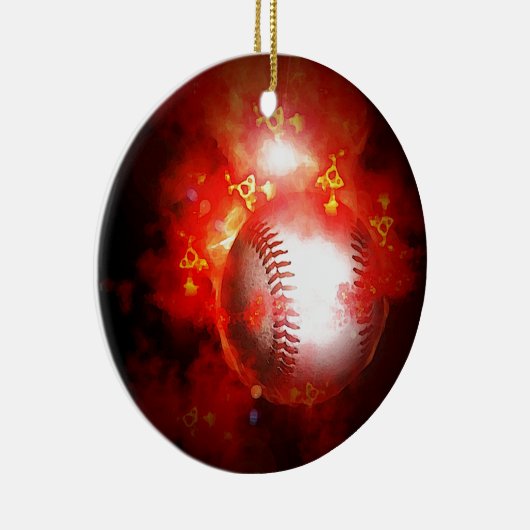 Baseball-Flaming Keramik Ornament (Rechts)