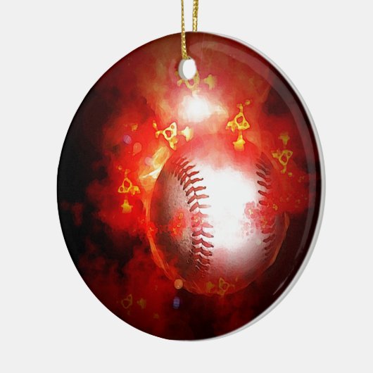 Baseball-Flaming Keramik Ornament (Links)