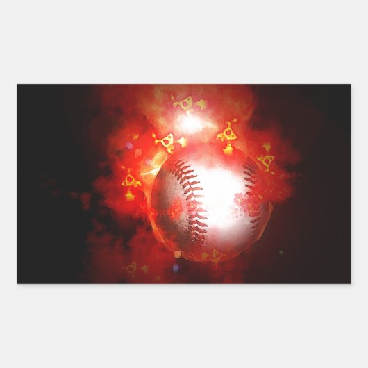 Baseball-Flaming Rechteckiger Aufkleber (Vorderseite)