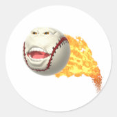 Baseball-Flaming Runder Aufkleber (Vorderseite)