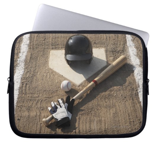 Baseball, Fledermaus, Schlaghandschuhe und Basebal Laptopschutzhülle (Vorderseite)