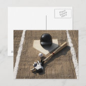 Baseball, Fledermaus, Schlaghandschuhe und Basebal Postkarte (Vorne/Hinten)