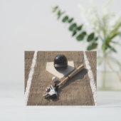 Baseball, Fledermaus, Schlaghandschuhe und Basebal Postkarte (Stehend Vorderseite)
