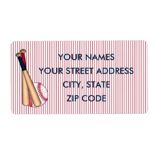 Baseball-Fledermäuse - Red Stripes Shipping-Labels