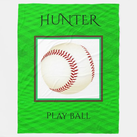 Baseball-Fleece-Decke mit individuellem Namen u. Fleecedecke (Vorderseite)