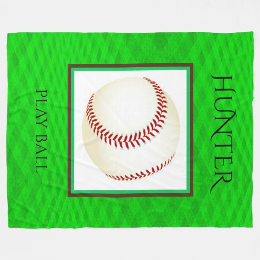 Baseball-Fleece-Decke mit individuellem Namen u. Fleecedecke (Vorderseite (Horizontal))
