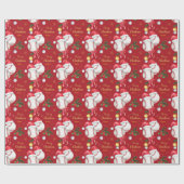 Baseball for Christmas with Santa Hat  Geschenkpapier (Flach)