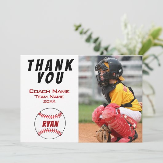 Baseball-Foto Danke, dass du Baseball-Karte traini Dankeskarte (Stehend Vorderseite)