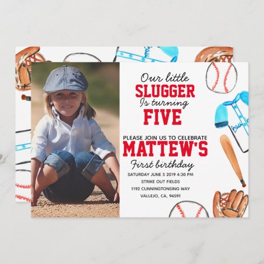 Baseball-Foto-Einladung Einladung (Vorne/Hinten)