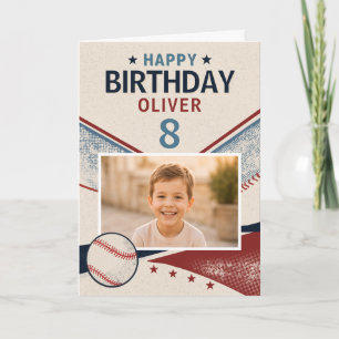 Baseball-Foto-Geburtstagsjunge Name und Alter Karte