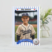 Baseball Foto Geburtstagsparty Einladung (Stehend Vorderseite)