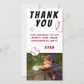 Baseball-Foto-Kindergeburtstag Dankeskarte (Vorderseite)