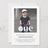 Baseball Foto Minimal Einladung zum ersten Geburts (Vorderseite)