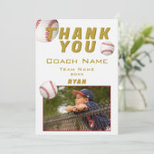 Baseball-Foto Spieler Team Trainer Dankeskarte (Stehend Vorderseite)
