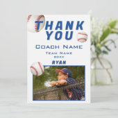Baseball-Foto Spieler Team Trainer Dankeskarte (Stehend Vorderseite)