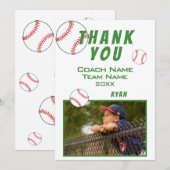 Baseball-Foto Spieler Team Trainer Dankeskarte (Vorne/Hinten)
