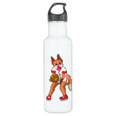 Baseball-Fox mit Baseball-Handschuh Edelstahlflasche (Vorderseite)