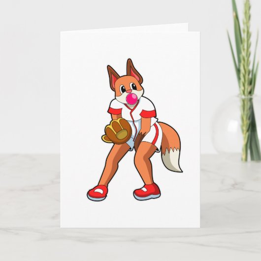 Baseball-Fox mit Baseball-Handschuh Karte (Vorderseite)