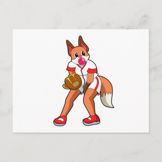 Baseball-Fox mit Baseball-Handschuh Postkarte (Vorderseite)