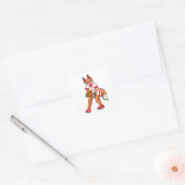 Baseball-Fox mit Baseball-Handschuh Quadratischer Aufkleber (Umschlag)