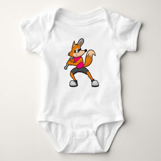 Baseball-Fox mit Baseballschläger Baby Strampler (Vorderseite)