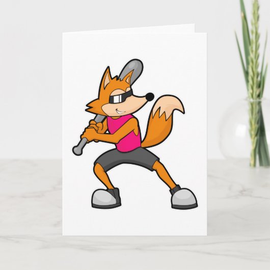 Baseball-Fox mit Baseballschläger Karte (Vorderseite)