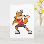 Baseball-Fox mit Baseballschläger Karte (Gelbe Blume)