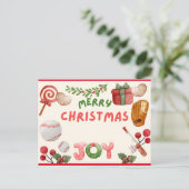 Baseball Frohe Weihnachten mit Ball Aquarell Postkarte (Stehend Vorderseite)