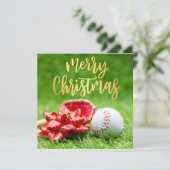 Baseball Frohe Weihnachten mit Ball auf grün (Stehend Vorderseite)