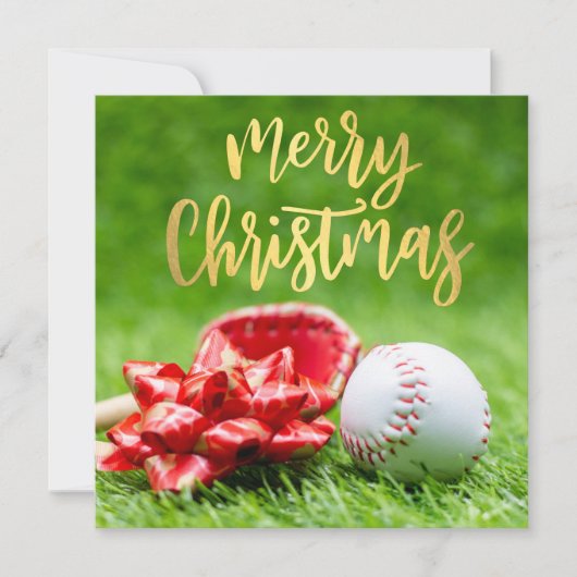Baseball Frohe Weihnachten mit Ball auf grün (Vorderseite)