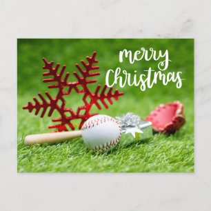 Baseball Frohe Weihnachten mit Ball und Fledermaus