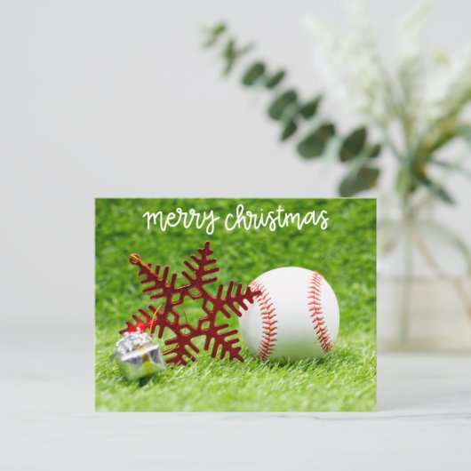 Baseball Frohe Weihnachten mit Ball und Weihnachts (Stehend Vorderseite)