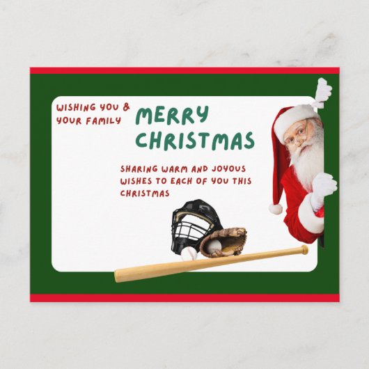 Baseball frohe Weihnachten mit dem Weihnachtsmann Postkarte (Vorderseite)