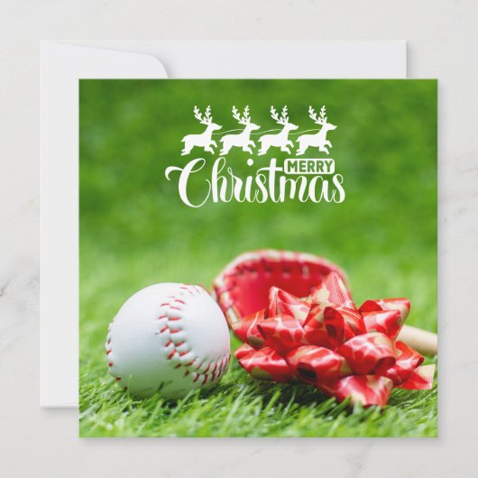 Baseball Frohe Weihnachten mit Geschenken auf grün Karte (Vorderseite)