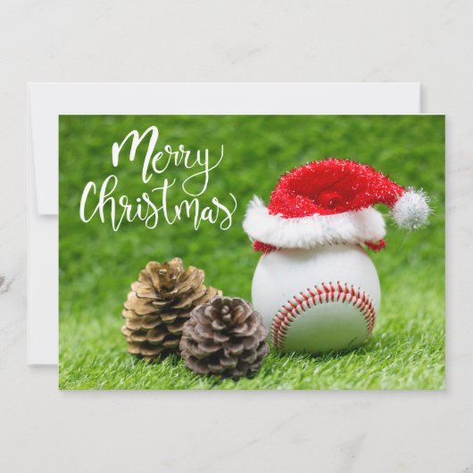 Baseball Frohe Weihnachten mit Weihnachtsmannmütze (Vorderseite)