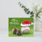 Baseball Frohe Weihnachten mit Weihnachtsmannmütze (Stehend Vorderseite)